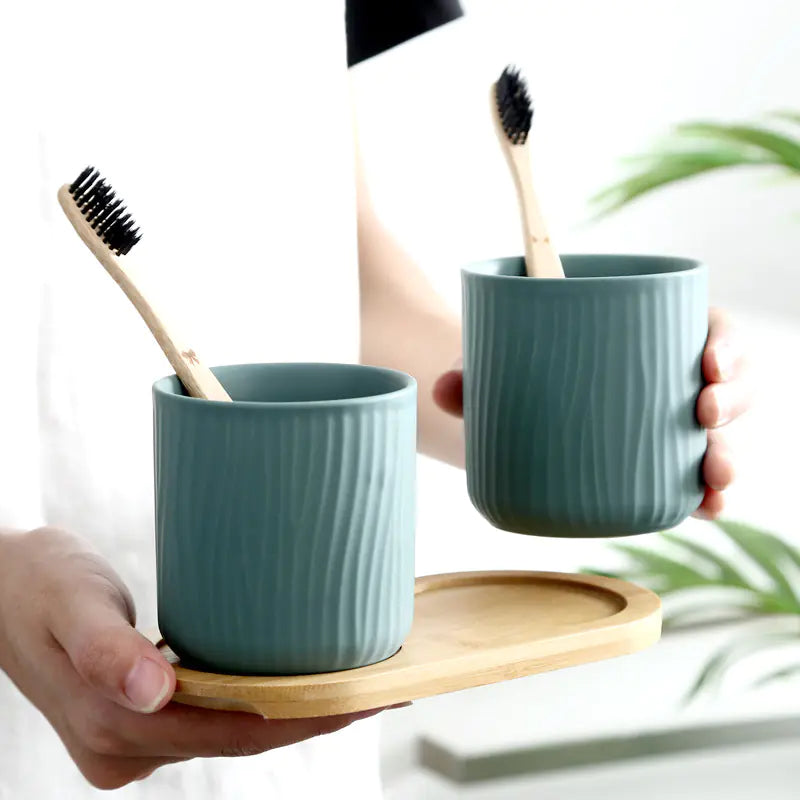 Ceramic Toothbrush Holder Set for Home and Hotels