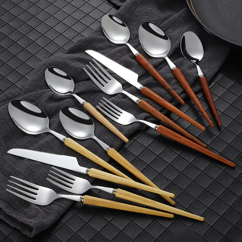 Wooden Handle 304 Stainless Steel Cutlery Set