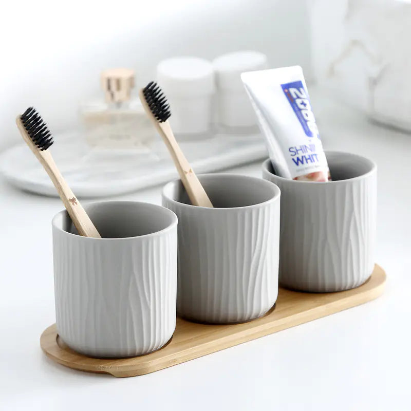 Ceramic Toothbrush Holder Set for Home and Hotels