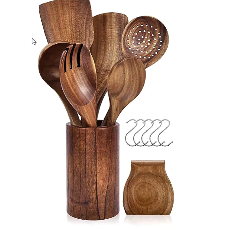 Japanese Non-Stick Wooden Spatula and Spoon Set