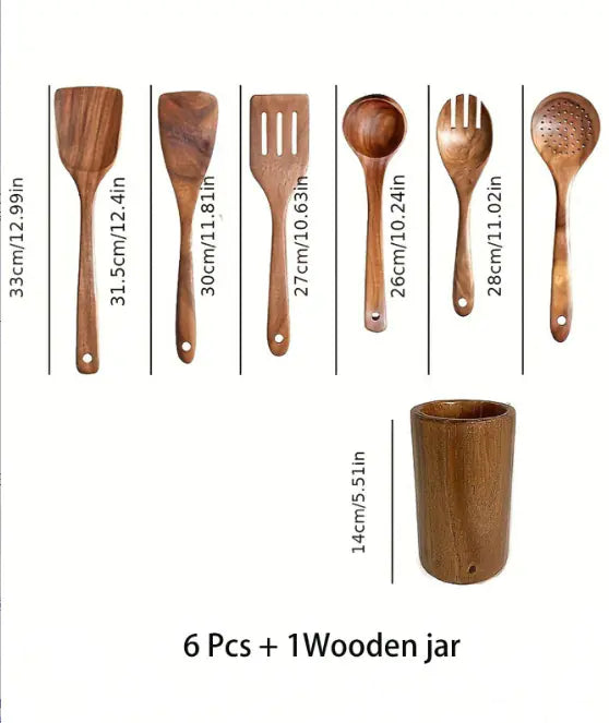 Japanese Non-Stick Wooden Spatula and Spoon Set