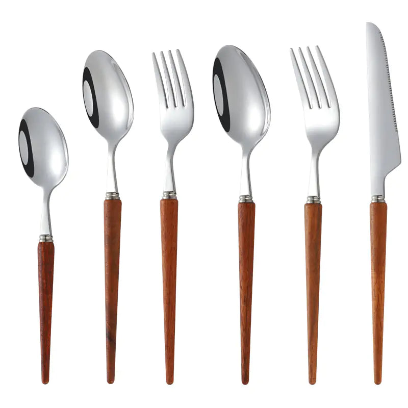 Wooden Handle 304 Stainless Steel Cutlery Set