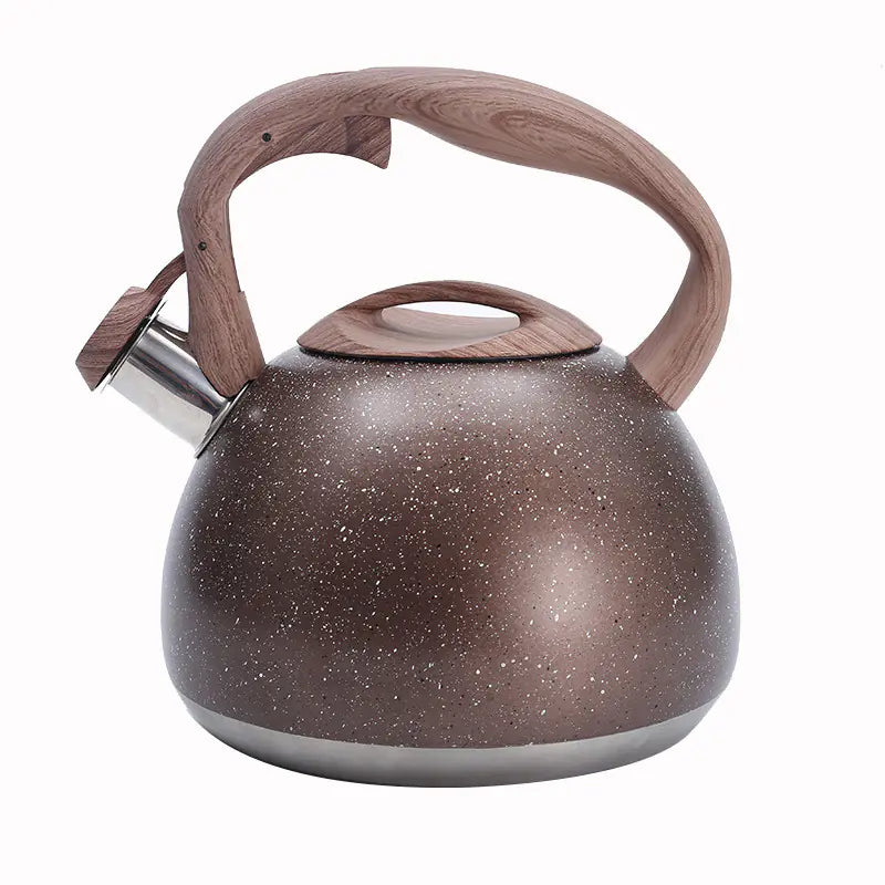 Stainless Steel Whistling Teakettle with Wooden Handle