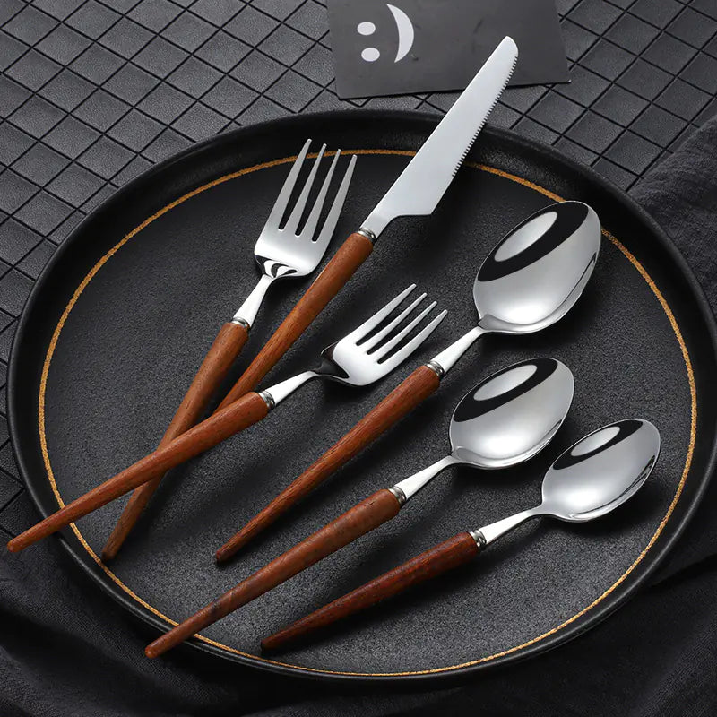 Wooden Handle 304 Stainless Steel Cutlery Set